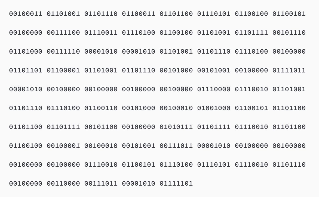 Binary Representation Binary Representation (Machine Code)